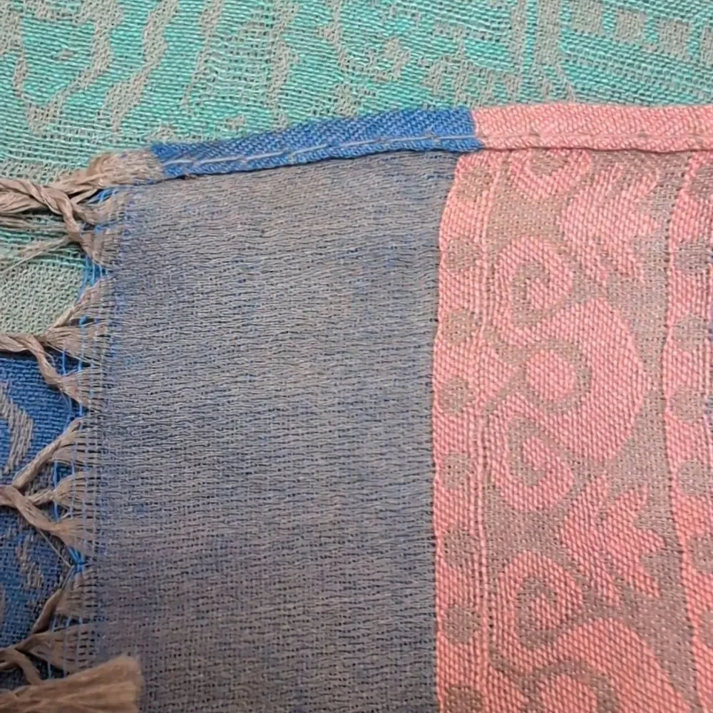 Elegant Multicolor Silk Mixed Stripe Jacquard Scarf Wrap with Fringe